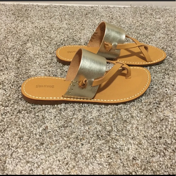 Soludos Slotted Thong Leather Sandal NIB 6 Slip On - Picture 3 of 7